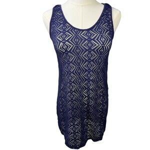 Roxy Swim Cover Up Dress Purple Crochet Resort Lace Racerback Beach Coastal Sz S